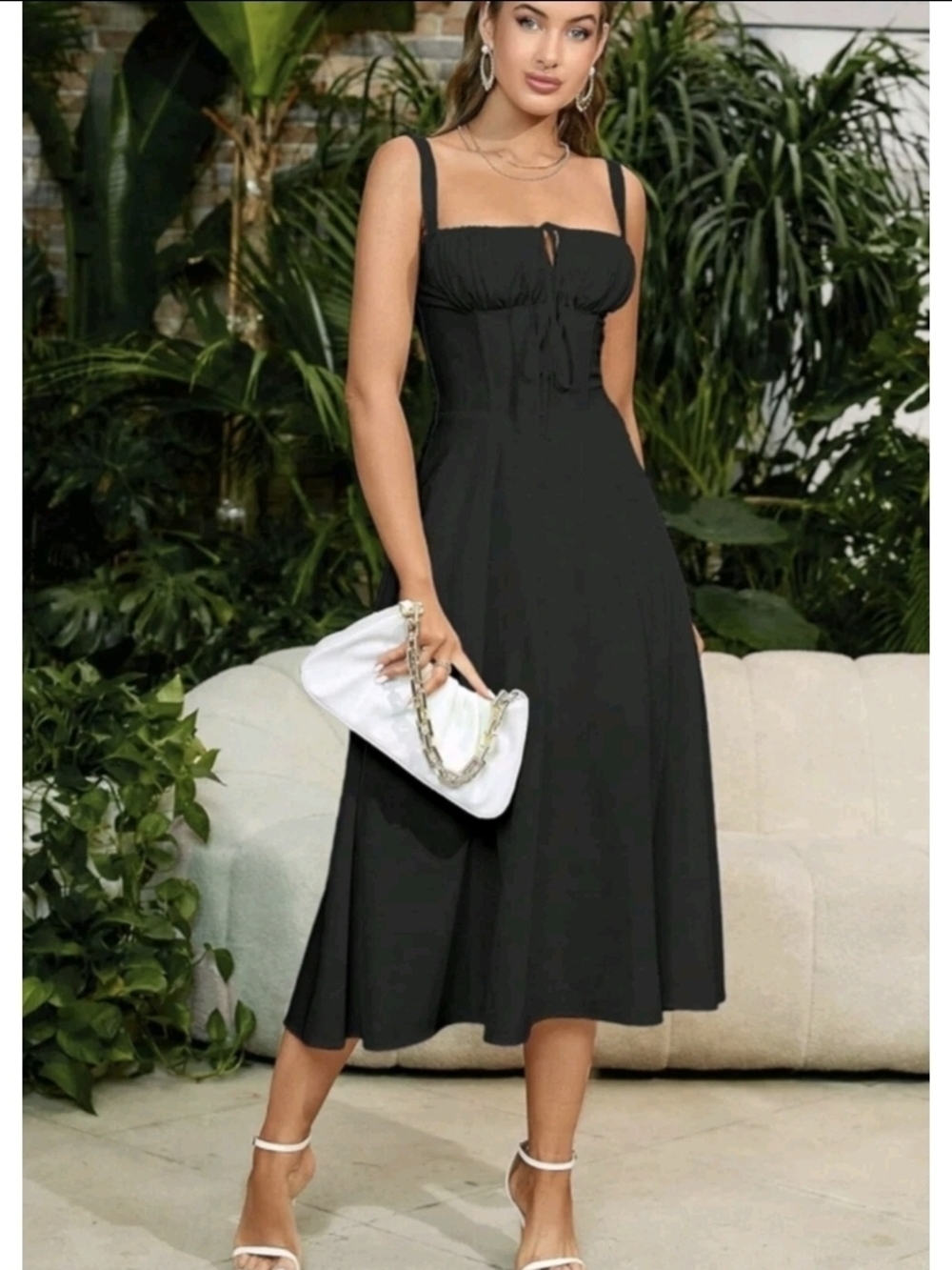 Marthea Corset Midi Dress Black Large Lace Up Goth